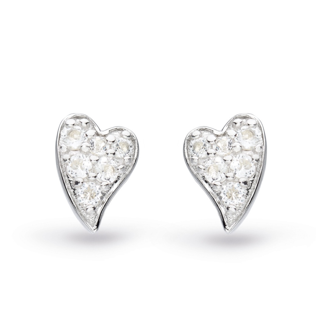 Kit Heath Desire Precious White Topaz Heart Stud Earrings