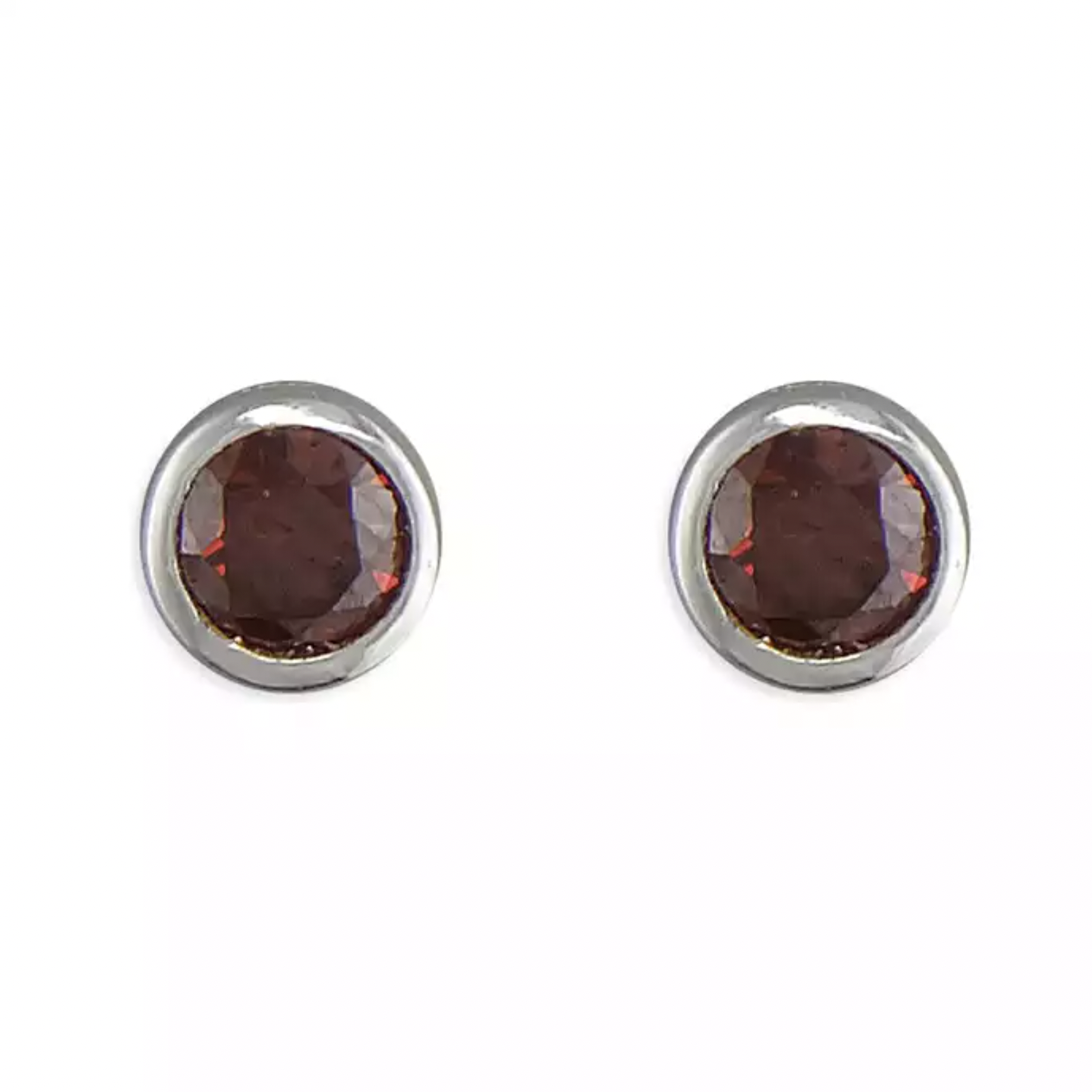 Silver Cubic Zirconia Garnet Stud