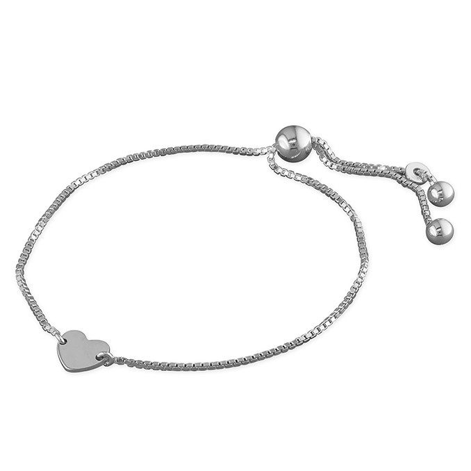 Silver Small Plain Heart Slider bracelet